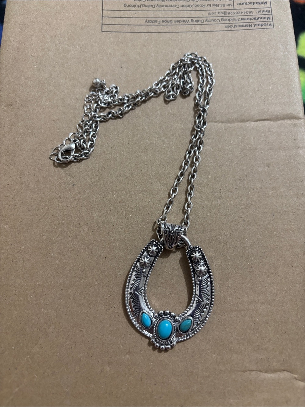 Sterling-Style Silver Necklace with Turquoise Accents